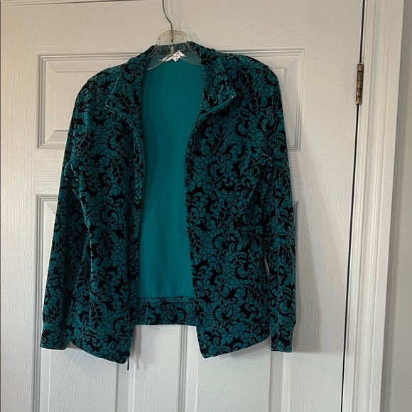 Northern Reflections Teal and Black Patterned Blouse - Picture 4 of 4